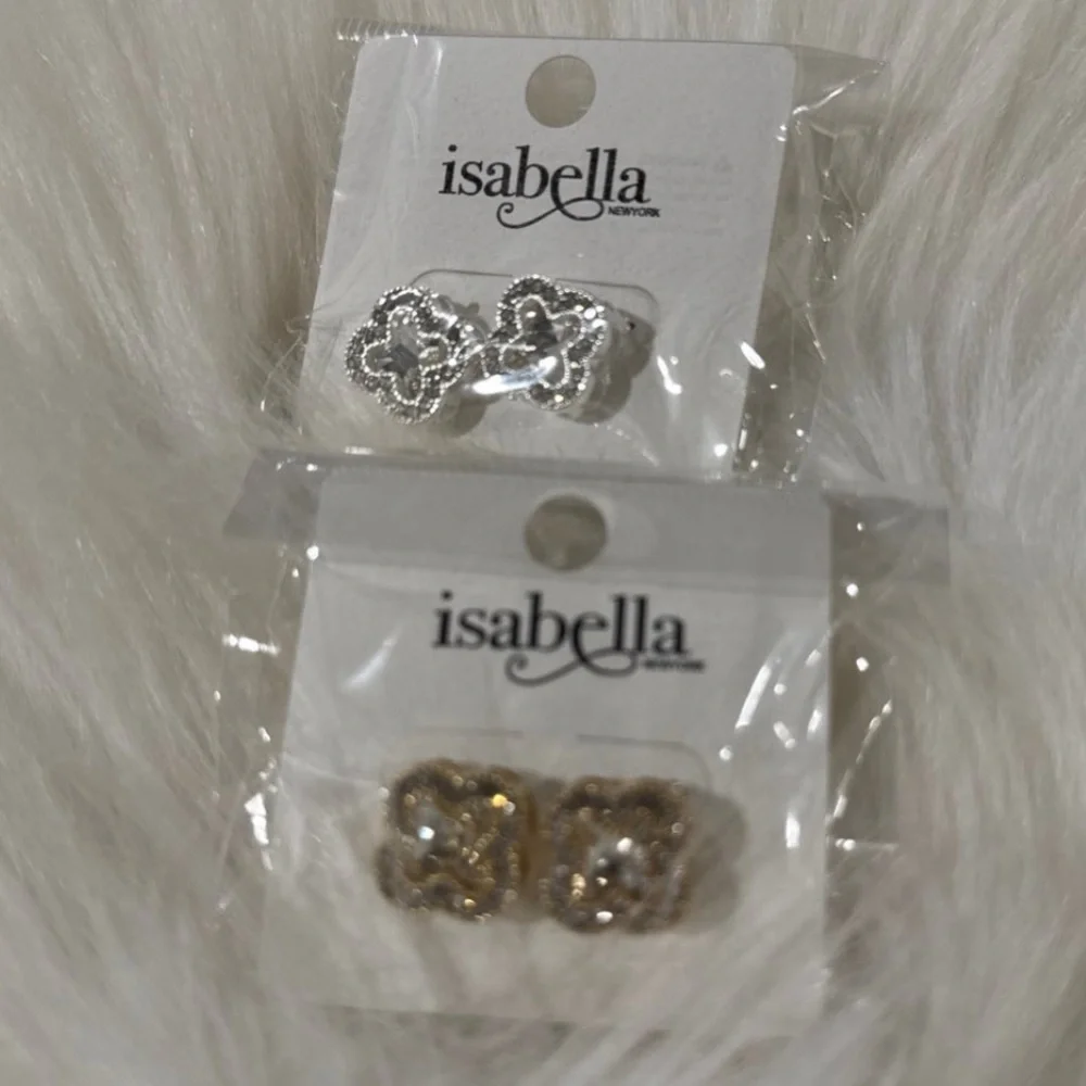 Abella Silver and Gold Clover Earrings